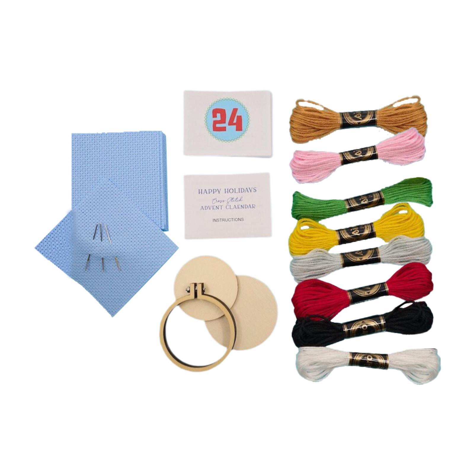 Embroidery Xmas Tree - Kalender Advent Natal, Kit Sulaman Natal,