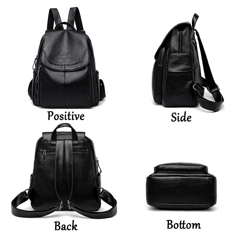 Embroidery Font - Ransel Kulit Lembut Vintage untuk Wanita