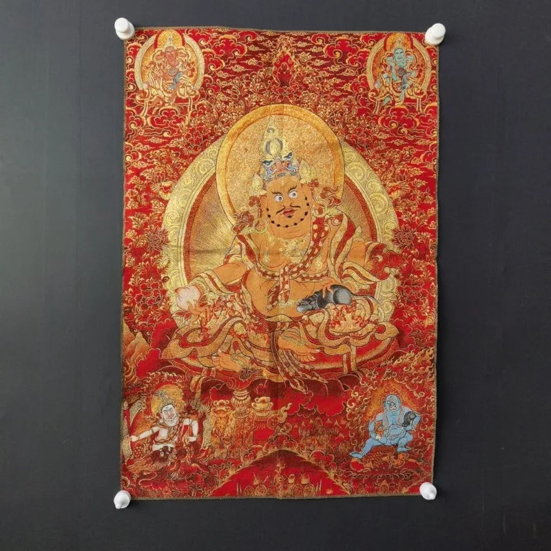 Embroidery Yellow - Patung Dewa Kekayaan Kuning Buddhisme Tibet,