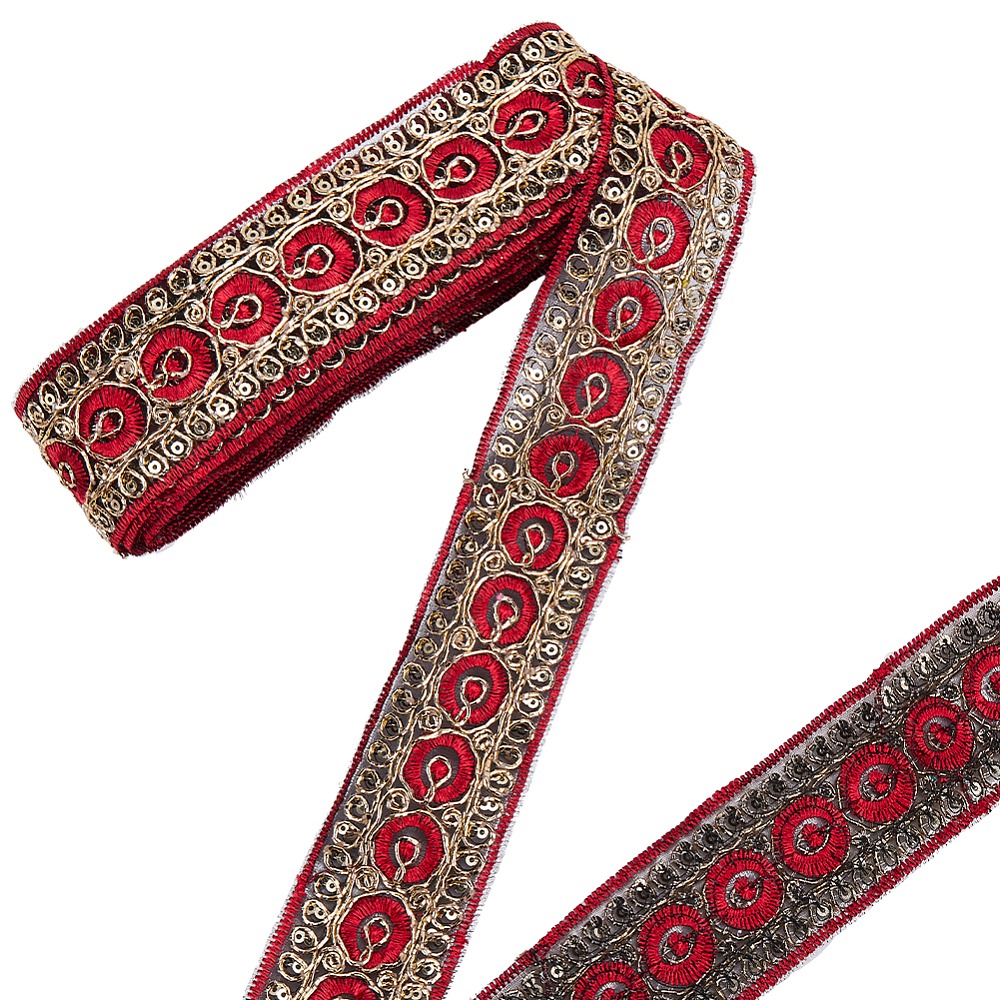 Embroidery Ribbon - Pita Bordir Merah 10 Yard 1,77