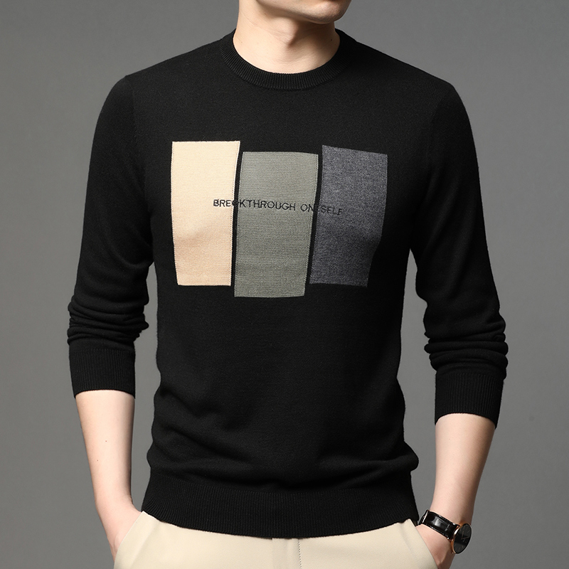 Embroidery Font - Sweter pria rajut jacquard modis, pullover