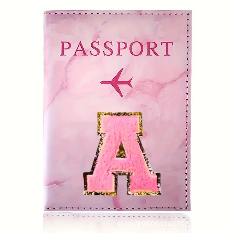Embroidery Font - Tempat Paspor Kulit PU Warna Pink