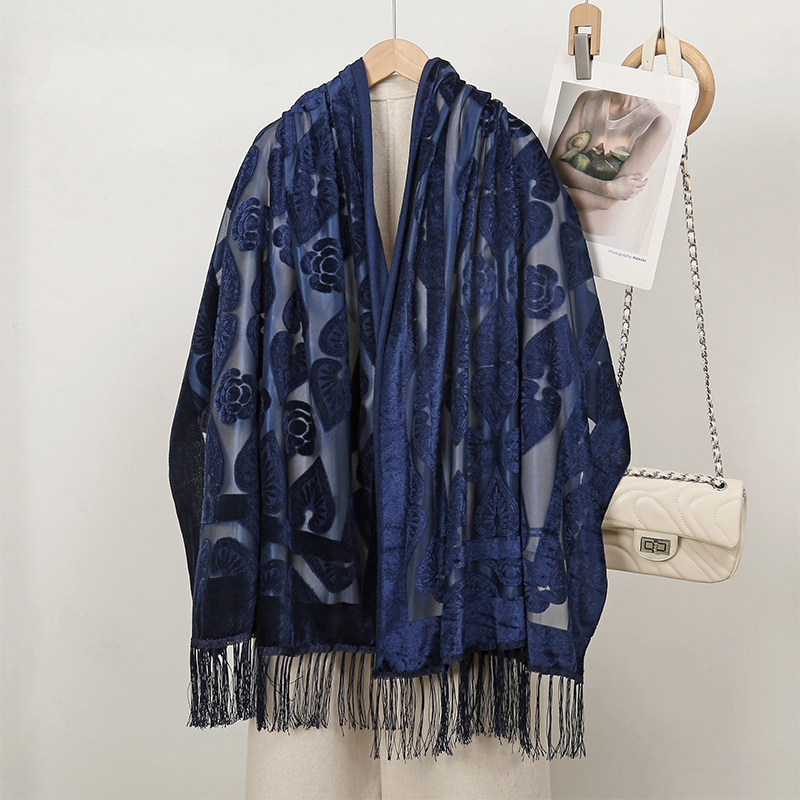 Embroidery Shawl - 2024 syal bunga bordir sutra mewah