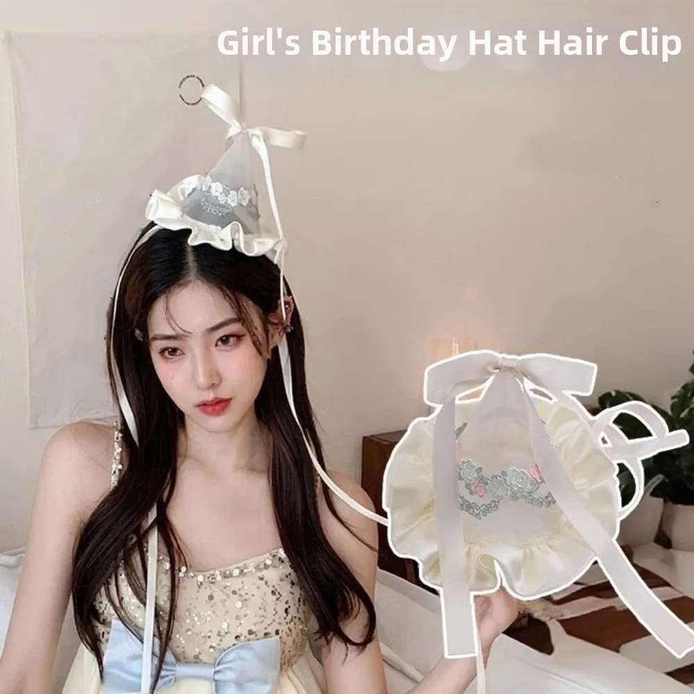 Embroidery Ribbon - Jepit Rambut Topi Ulang Tahun Model