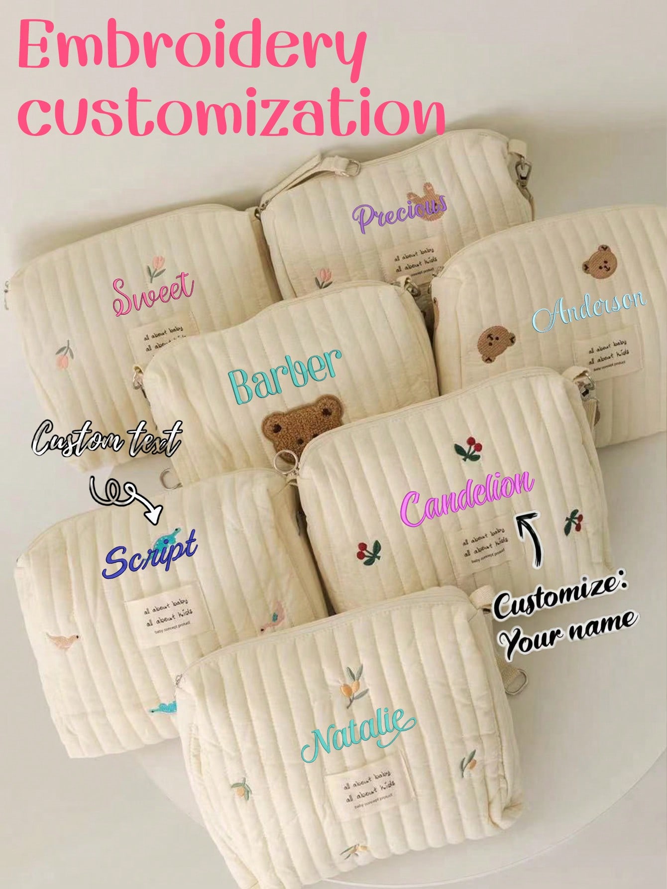 Embroidery And Quilting - Tas Popok Bayi Bordir Nama Kustom