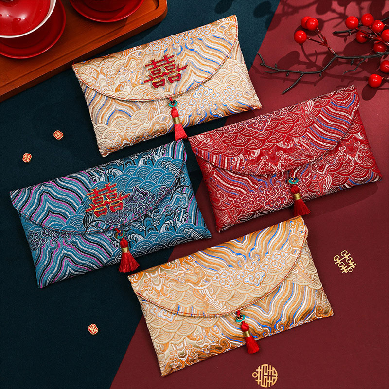 2 Buah Tas Uang Amplop Merah B - Embroidery Bag ulasan dan harga