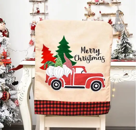 Sarung kursi Natal, 4/6/8 buah - Embroidery Xmas Tree ulasan dan harga