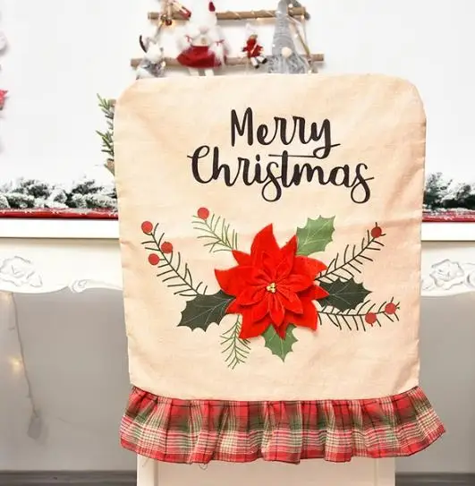 Sarung kursi Natal, 4/6/8 buah - Embroidery Xmas Tree ulasan dan harga