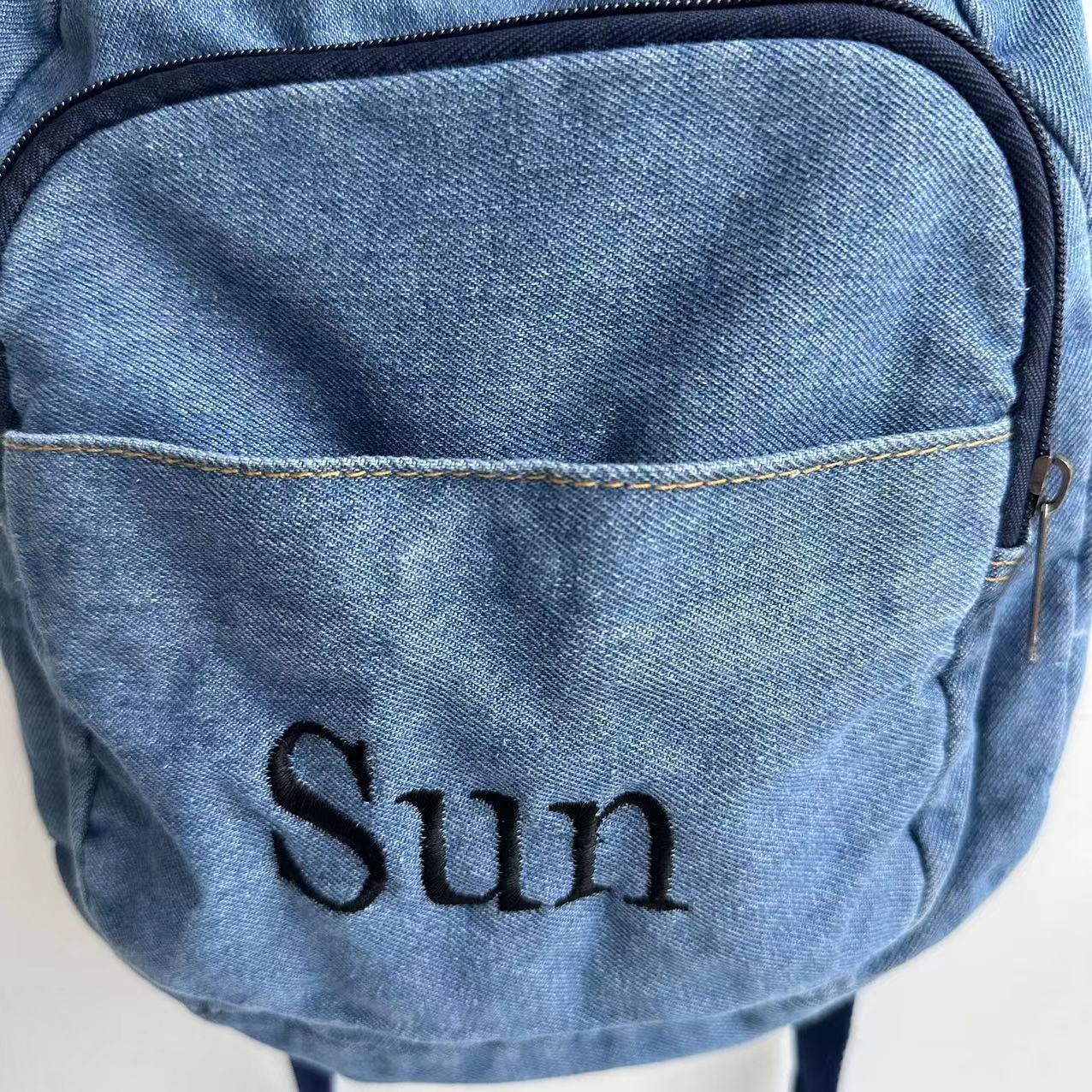 Tas ransel Denim murid perempu - Embroidery Names ulasan dan harga