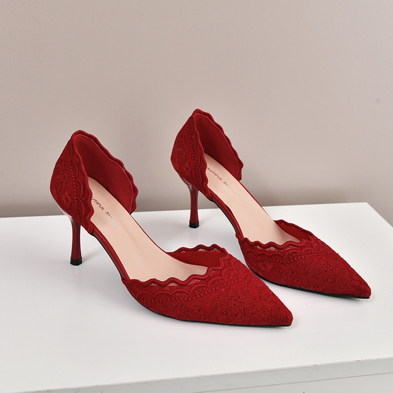 Sepatu Pengantin Wanita Hak Ti - Embroidery Red ulasan dan harga