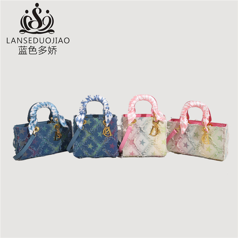Tas Tangan Bintang Denim Baru  - Embroidery Font ulasan dan harga