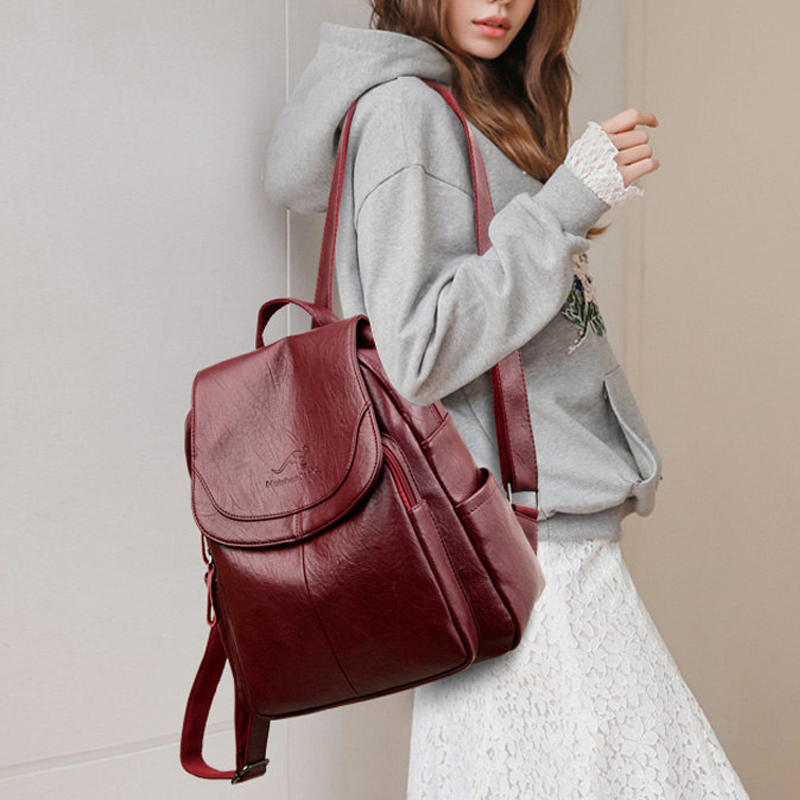 Ransel Kulit Lembut Vintage un - Embroidery Font ulasan dan harga