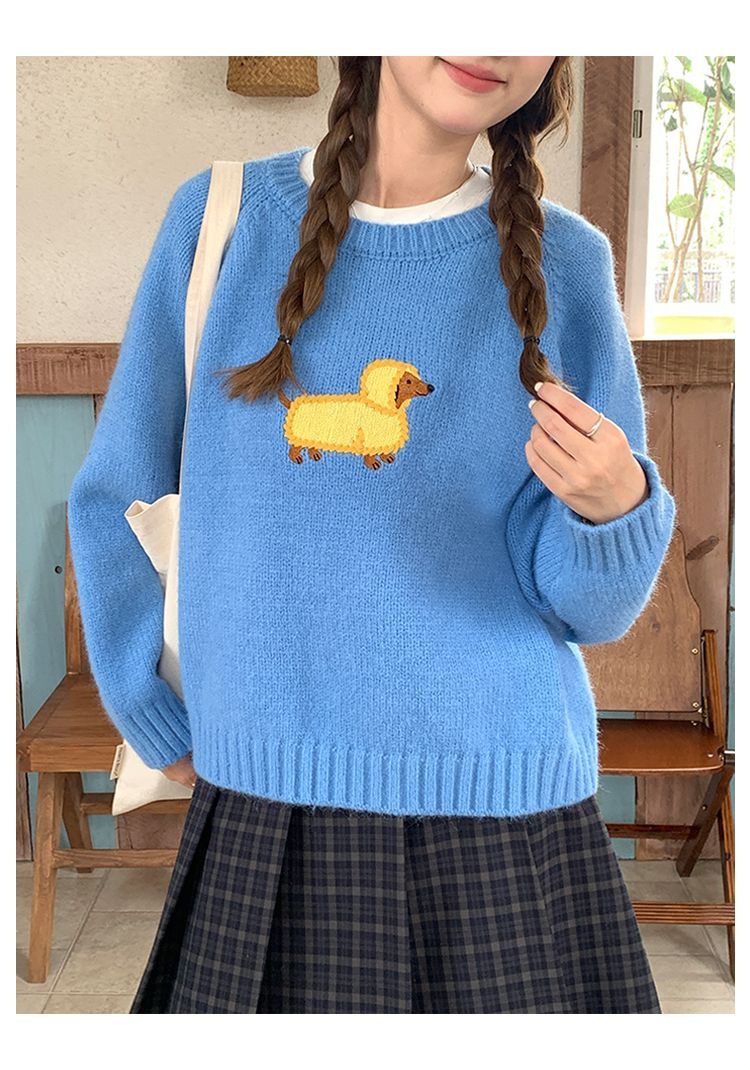 Sweater Rajut Kartun Bordir An - Embroidery Yellow ulasan dan harga