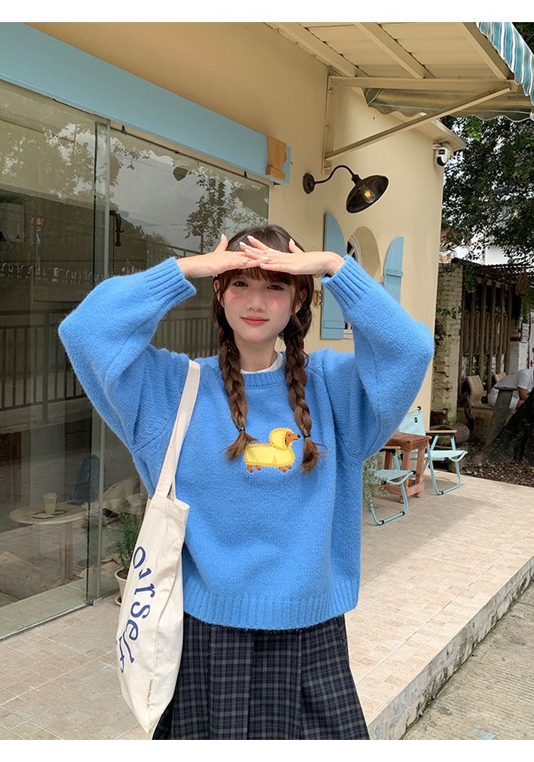 Sweater Rajut Kartun Bordir An - Embroidery Yellow ulasan dan harga