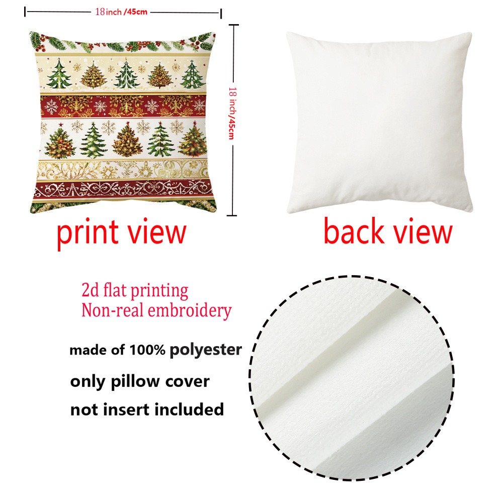 2 pcs Sarung Bantal Cetak 2D M - Embroidery Xmas Tree ulasan dan harga