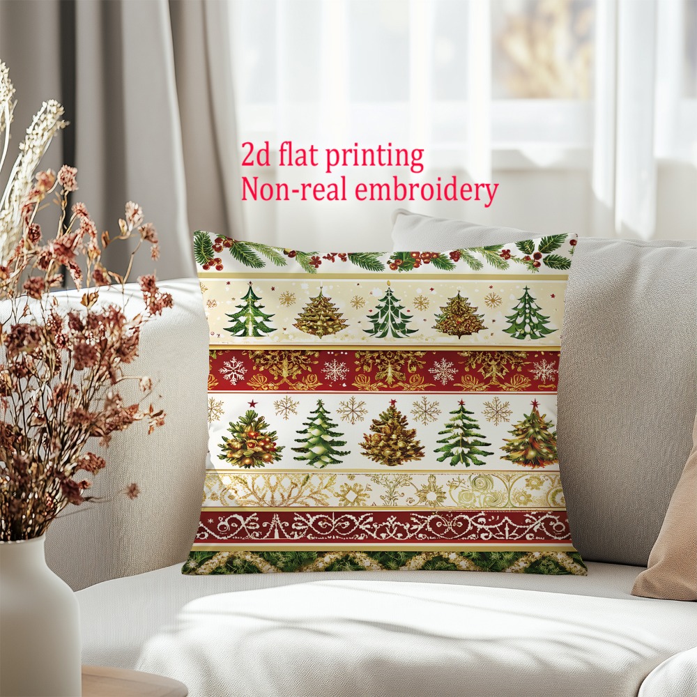 2 pcs Sarung Bantal Cetak 2D M - Embroidery Xmas Tree ulasan dan harga
