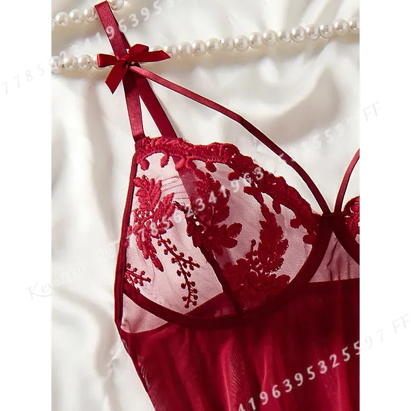 Gaun Tidur Wanita Warna Merah  - Embroidery Red ulasan dan harga