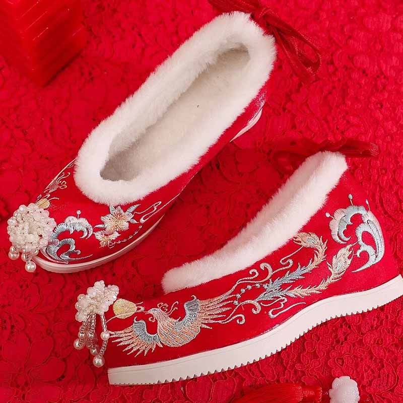 Sepatu Hanfu Musim Dingin Wani - Embroidery Red ulasan dan harga