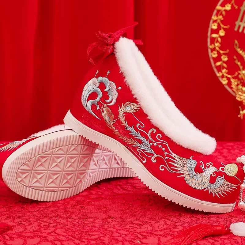 Sepatu Hanfu Musim Dingin Wani - Embroidery Red ulasan dan harga