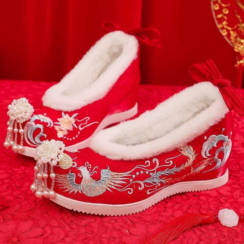 Sepatu Hanfu Musim Dingin Wani - Embroidery Red ulasan dan harga