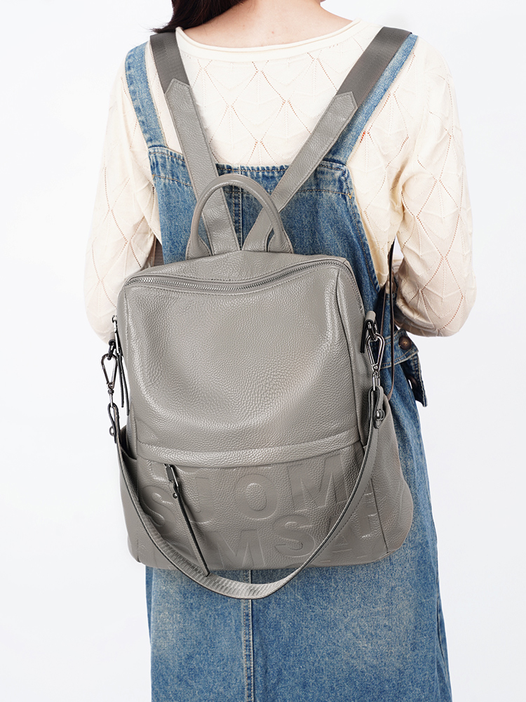 Tas Ransel Kulit Asli Premium  - Embroidery Font ulasan dan harga