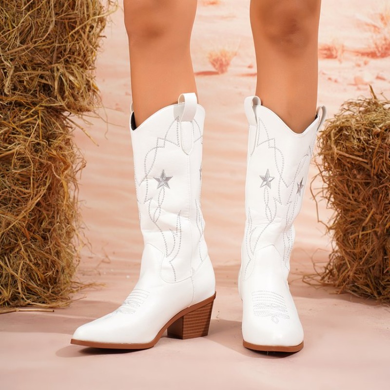 Sepatu Bot Wanita Setengah Bet - Embroidery On Leather ulasan dan harga