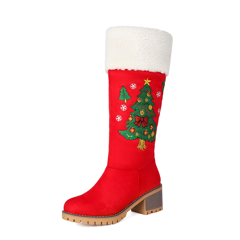 Sepatu Bot Wanita YQBTDL 2026  - Embroidery Xmas Tree ulasan dan harga