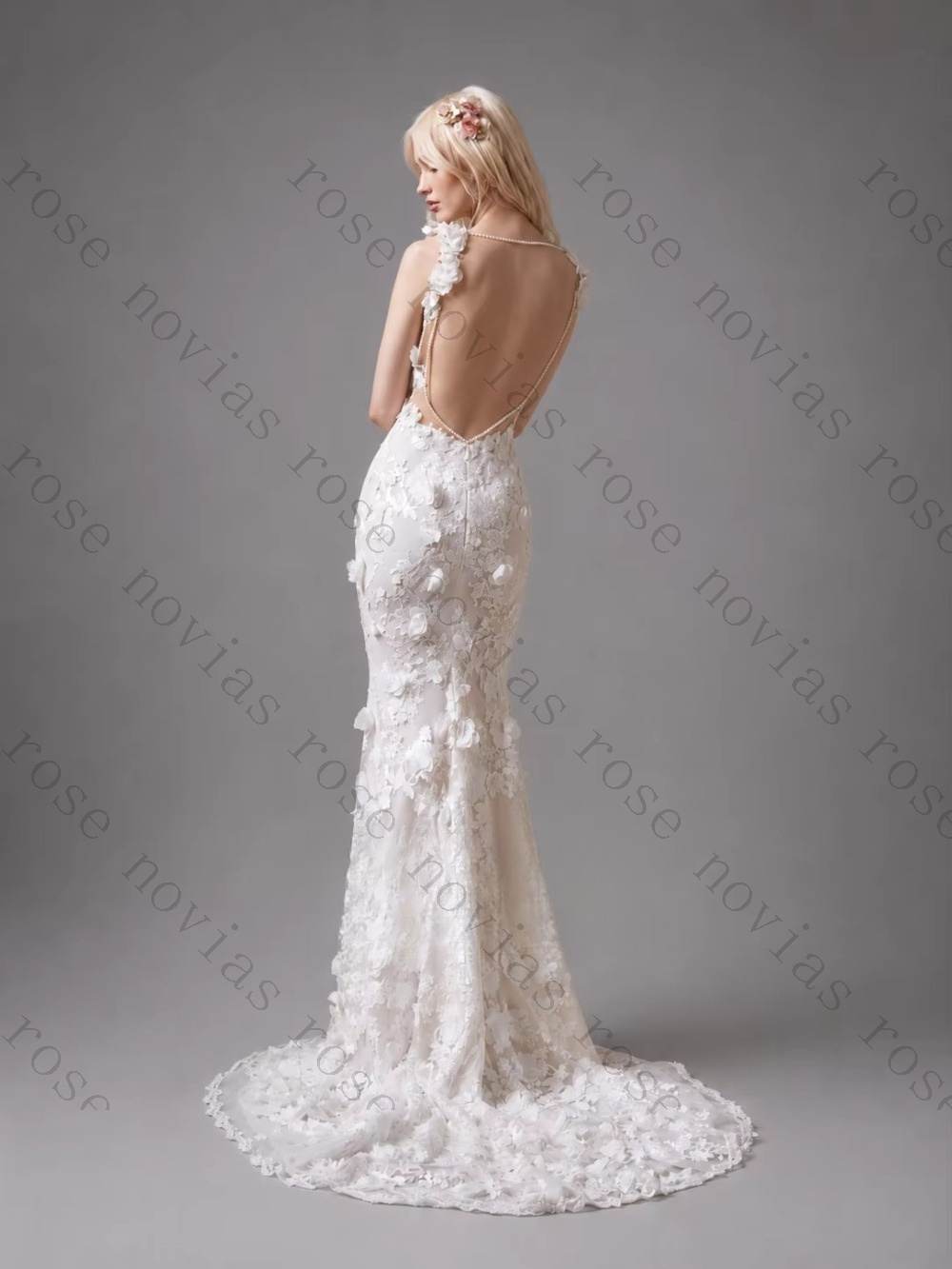 Gaun pengantin desain punggung - Embroidery Online Design ulasan dan harga