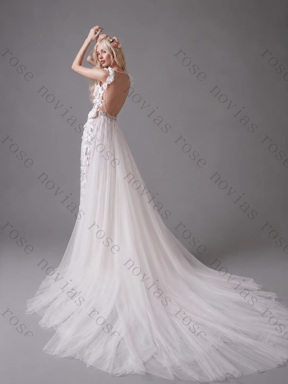Gaun pengantin desain punggung - Embroidery Online Design ulasan dan harga