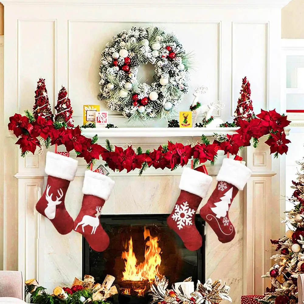 Kaus Kaki Santa Merah Rusa Sal - Embroidery Xmas Stocking ulasan dan harga