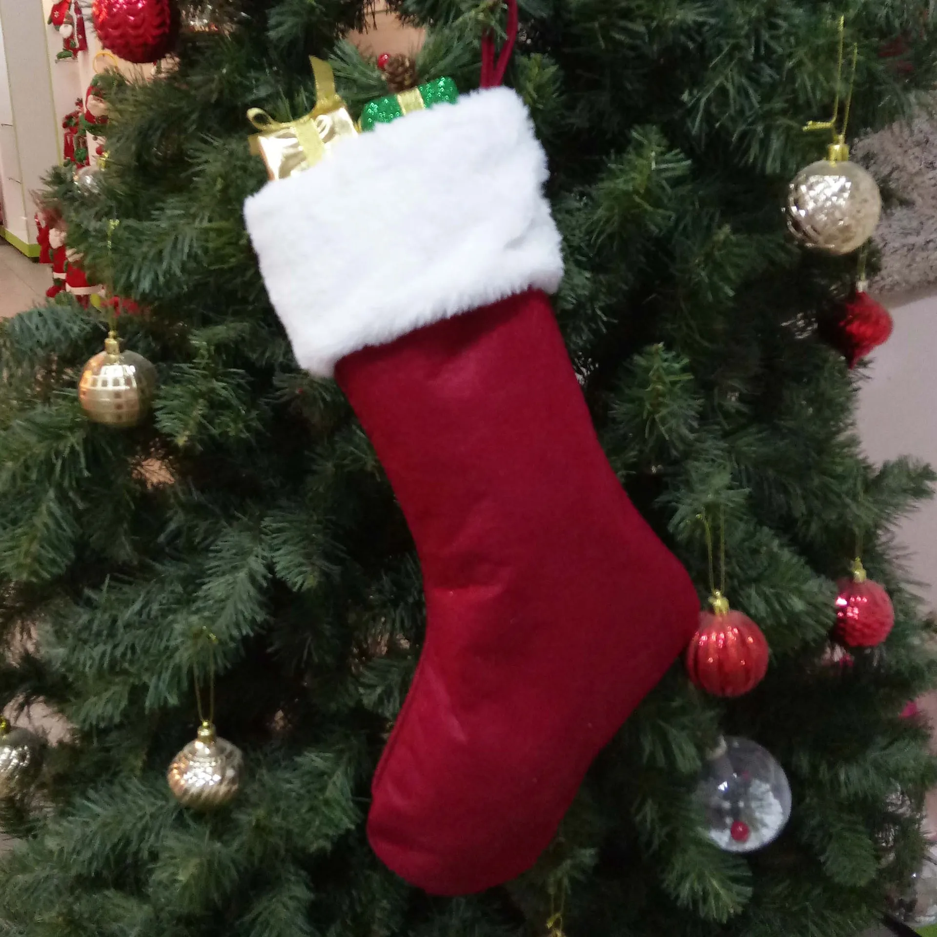 Kaus Kaki Santa Merah Rusa Sal - Embroidery Xmas Stocking ulasan dan harga