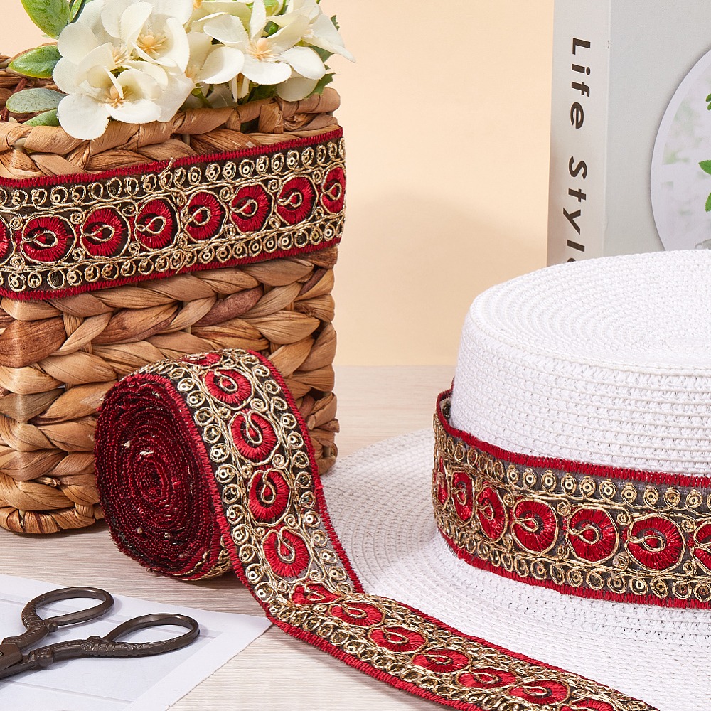 Pita Bordir Merah 10 Yard 1,77 - Embroidery Ribbon ulasan dan harga
