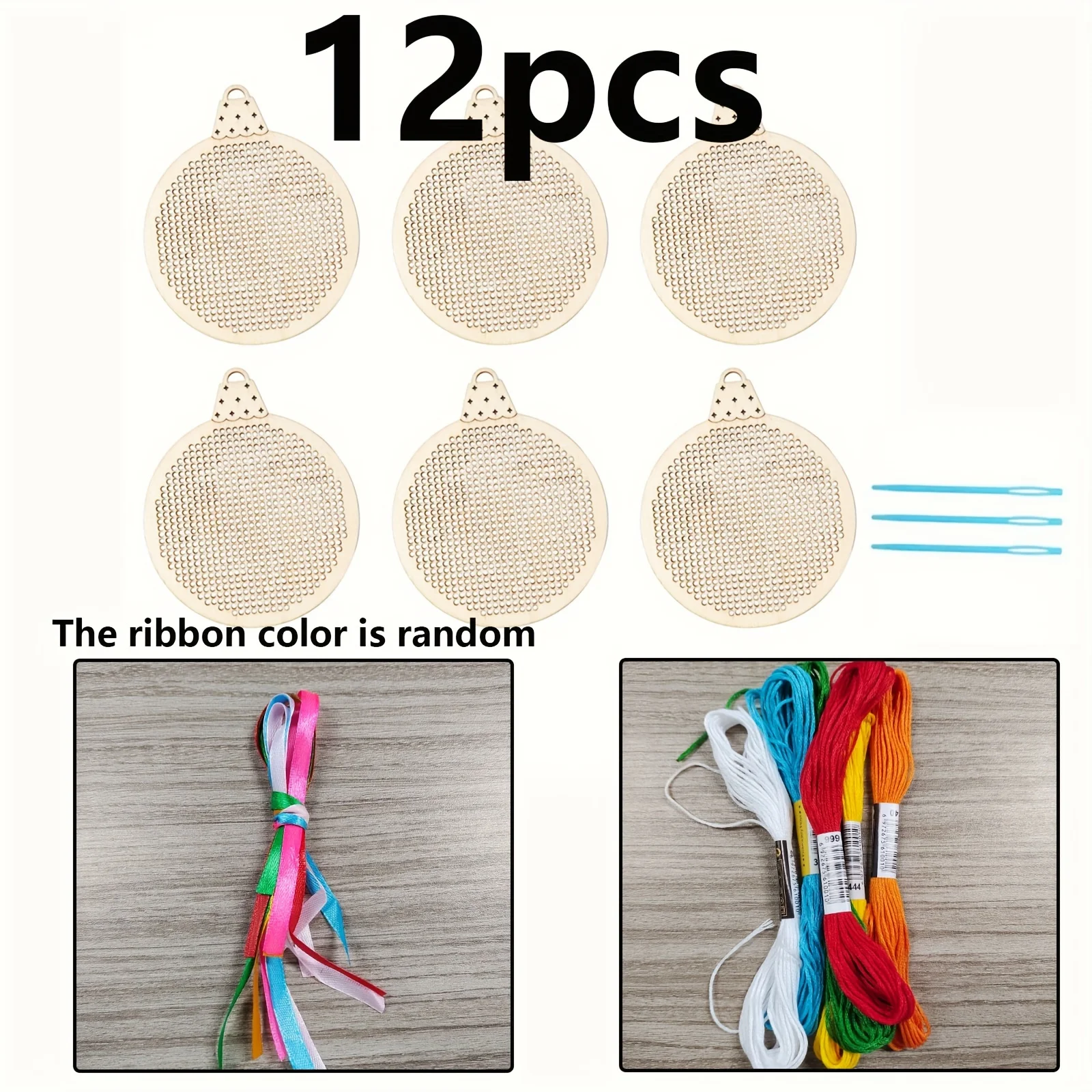 12Pcs Hiasan Kayu Natal Berben - Embroidery Xmas Tree ulasan dan harga