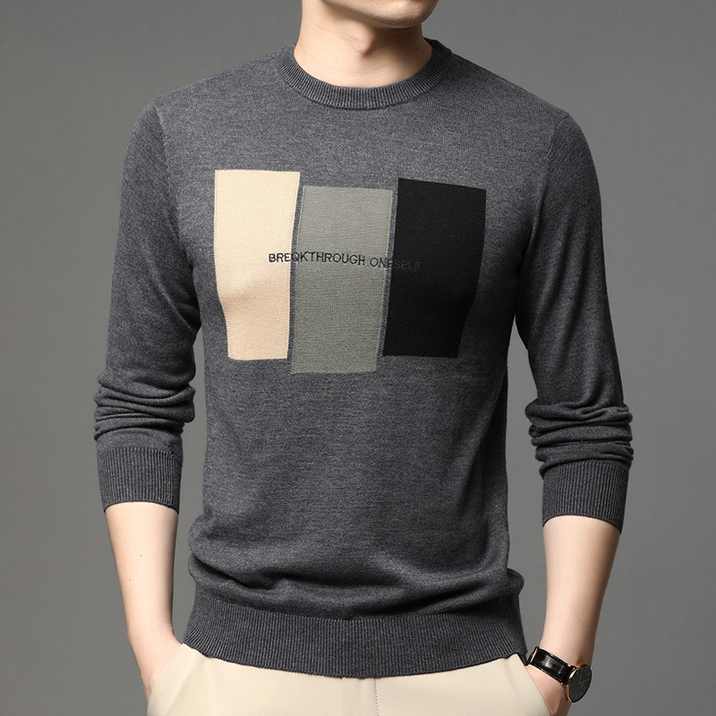 Sweter pria rajut jacquard mod - Embroidery Font ulasan dan harga