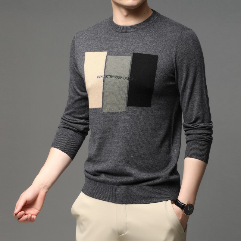 Sweter pria rajut jacquard mod - Embroidery Font ulasan dan harga
