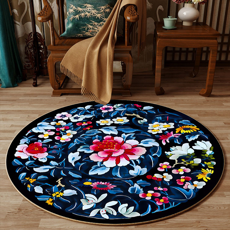 Karpet Bulat Desain Bunga Gaya - Embroidery Online Design ulasan dan harga