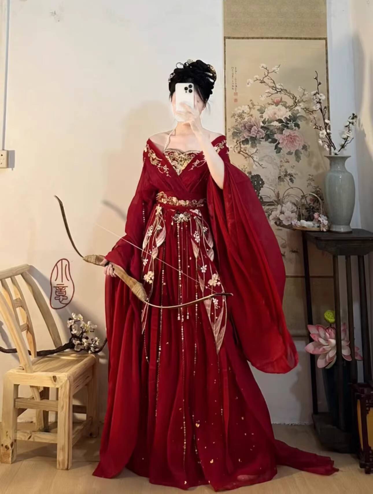 Hanfu Wanita Dinasti Utara Wei - Embroidery Red ulasan dan harga