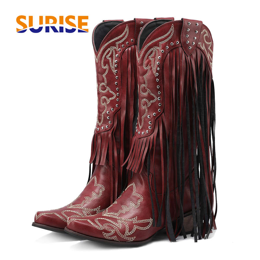 Western Cowboy sepatu bot sete - Embroidery Red ulasan dan harga