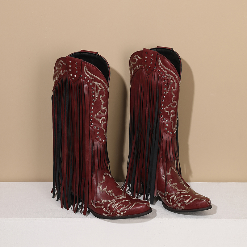 Western Cowboy sepatu bot sete - Embroidery Red ulasan dan harga