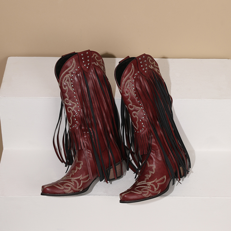 Western Cowboy sepatu bot sete - Embroidery Red ulasan dan harga