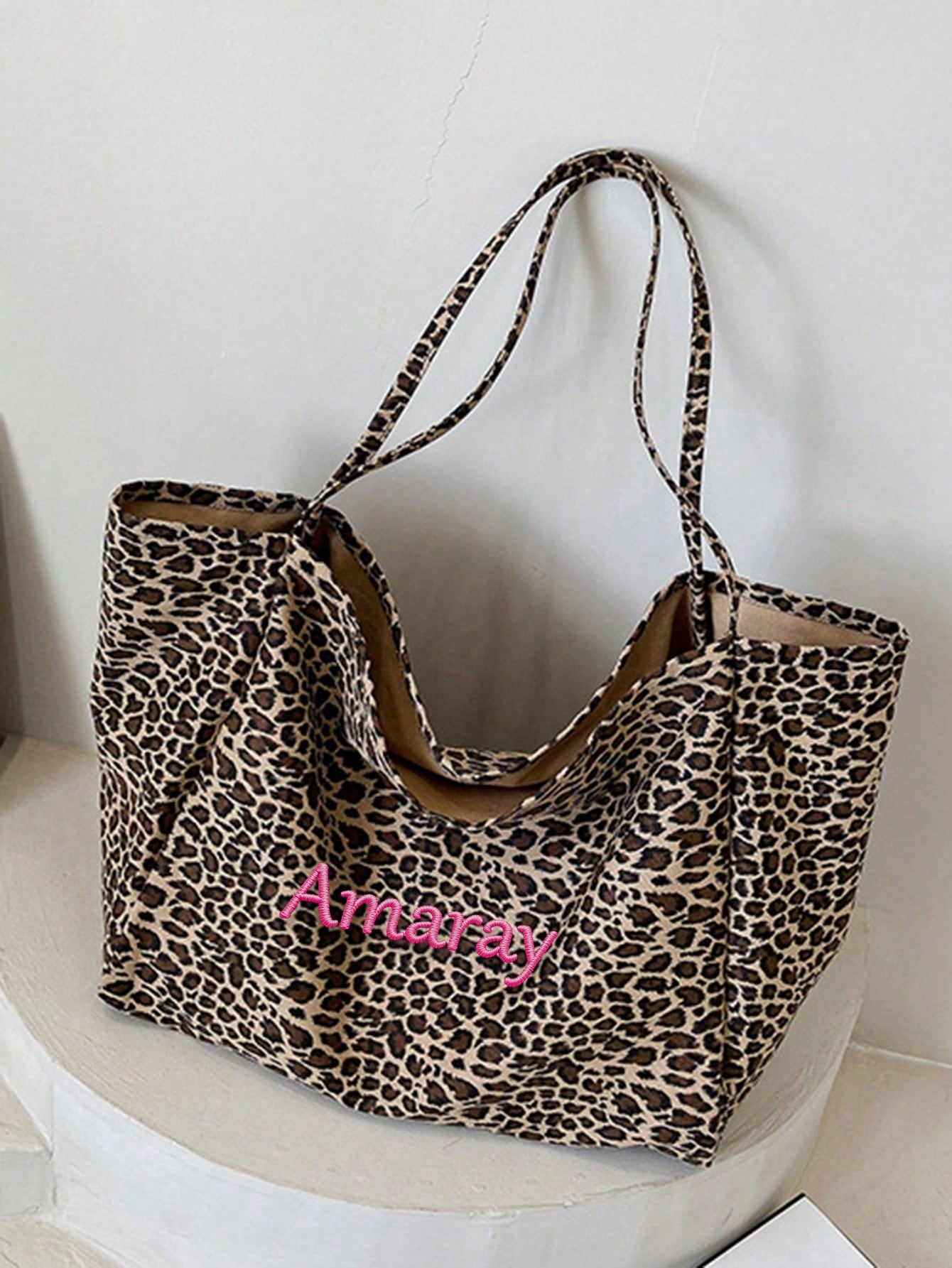 Tas Tote Motif Macan Tutul Nam - Embroidery Names ulasan dan harga