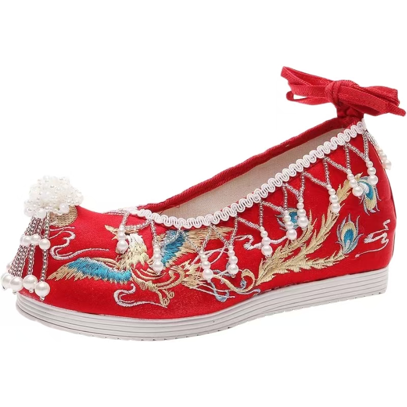 Sepatu Pengantin Wanita Merah  - Embroidery Red ulasan dan harga