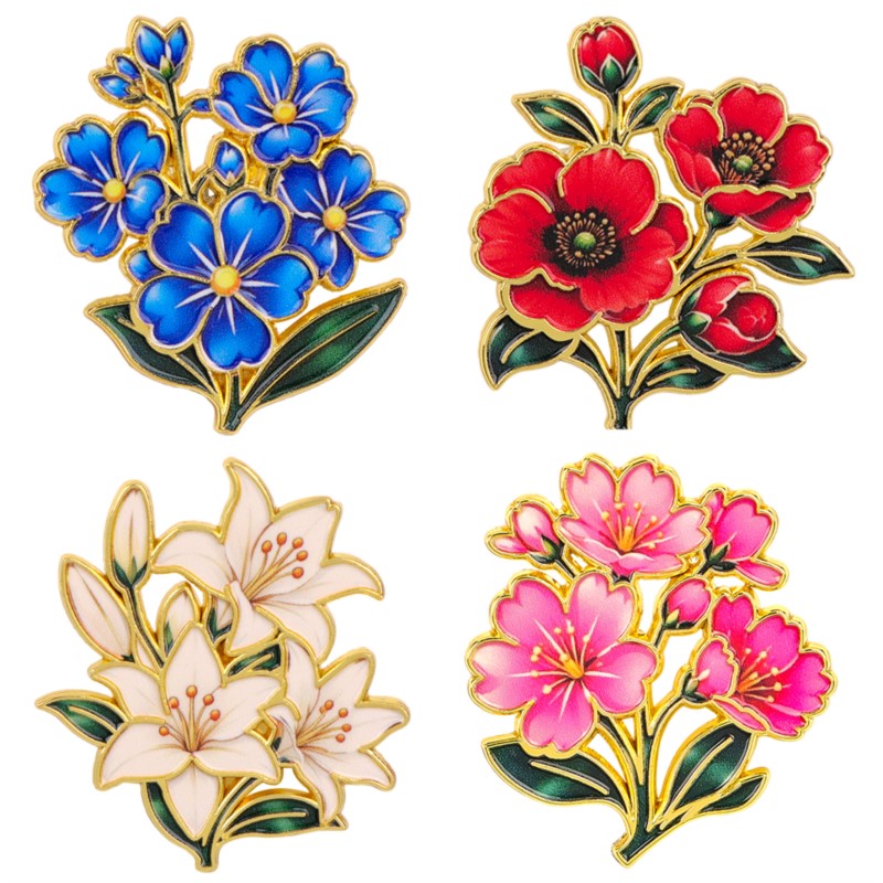 Pin Enamel Bunga Vintage Warna - Embroidery Tulle ulasan dan harga