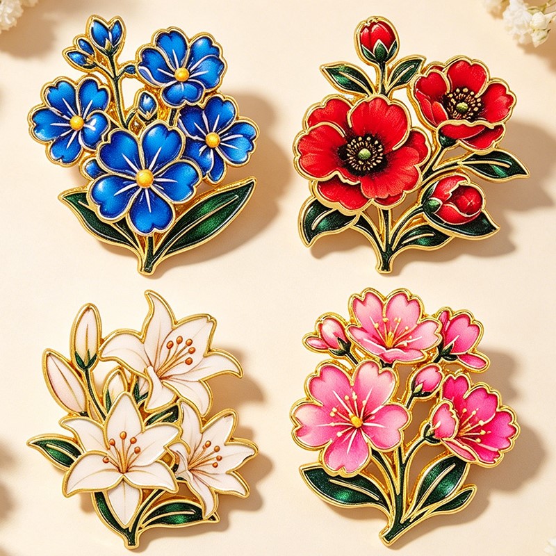 Pin Enamel Bunga Vintage Warna - Embroidery Tulle ulasan dan harga