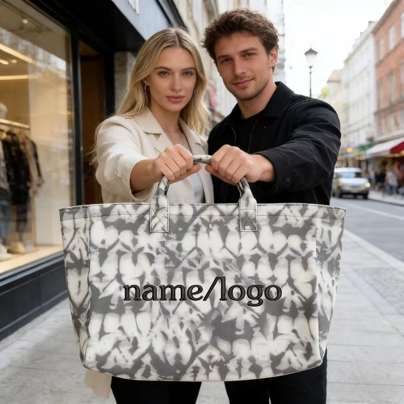 Tas Tote Kanvas Tie Dye Kapasi - Embroidery Names ulasan dan harga