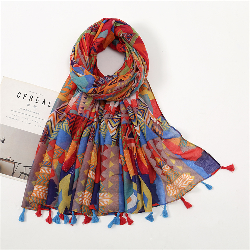 Syal Selendang Viscose Rumbai  - Embroidery Shawl ulasan dan harga