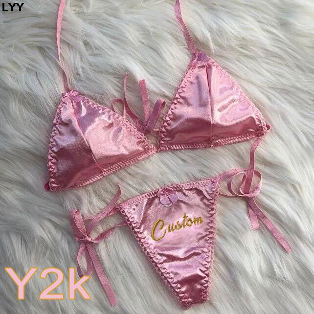 Set Bra Segitiga dan G-string  - Embroidery Names ulasan dan harga